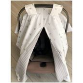 Derin Boutique Shop Derin Boutique Gri Örgü Gümüş Mickey Desenli Çift Yönlü Puset Örtüsü %100 Pamuklu Kullanım Kolaylığı