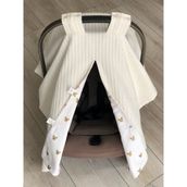 Derin Boutique Shop Derin Boutique Krem Örgü %100 Pamuklu Gold Mickey Desenli Çift Yönlü Kullanımlı Puset Örtüsü