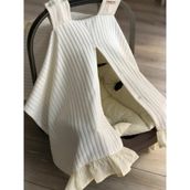 Derin Boutique Shop Derin Boutique Krem Renk Örgü Puset Örtüsü %100 Pamuk Fırfırlı Tasarım