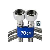 DESIPHON 70 Cm Paslanmaz Çelik Örgülü Flex Hortum – 3/8"x3/8" Klozet & Taharet Musluğu Bağlantı Hortumu