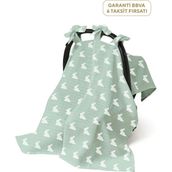 Deux Lapins %100 Pamuk Mono Lapin Matcha Green Pamuklu Müslin Puset Örtüsü - Standart