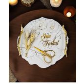 Devotiony Desenli Polyester Nişan Tepsisi gold
