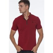Dewberry T8571 Fermuarlı Bordo Erkek T-shirt