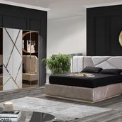 Diamond Yatak Odası Takımı, Krem Gold, 6 Kapaklı