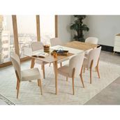 Dienni Terra Modern Açılabilir Yemek Masası Seti - 160-200 Cm Genişleyebilir Masa Ve 6 Adet Konforlu Sandalye - Yemek Odası Takımı
