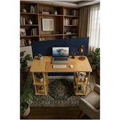 Diğer Kitaplıklı Bilgisayar Masası Raflı Çalışma Masası Modern Dekoratif Ofis Mobilyası Safir Meşe Görünüm/Bal Meşe Tonu