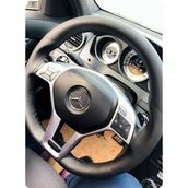 Dikişli Deri Direksiyon Kılıfı Damarlı Siyah Deri Siyah Dikişli C Kasa Mercedes Için