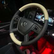 Dikişli Direksiyon Kılıfı Açık Bej/Siyah Deri Siyah Dikişli Yeni Mercedes İçin