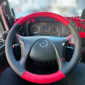 Dikişli Direksiyon Kılıfı İthal Siyah Deri Bayrak Kırmızı Deri Siyah Dikişli Mercedes Tır Kamyon