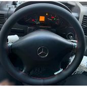 Dikişli Direksiyon Kılıfı Ithal Siyah Deri Kırmızı Dikişli Mercedes Sprinter 2013 Oncesi
