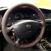 Dikişli Direksiyon Kılıfı Karbon Deri Damarlı Deri Kırmızı Dikişli Opel Vectra B İçin