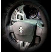 Dikişli Direksiyon Kılıfı Karbon / Noktalı Deri Gri Yüzük Gri Dikiş Renault Fluence Için