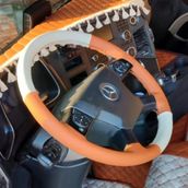 Dikişli Direksiyon Kılıfı Krem Deri Taba Deri Siyah Dikişli Mercedes Yeni Tır Kamyon İçin