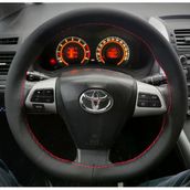 Dikişli Direksiyon Kılıfı Noktalı Deri Kırmızı Dikişli Toyota Corolla İçin