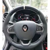 Dikişli Direksiyon Kılıfı Noktalı Deri Nubuk Deri Beyaz Yüzük Beyaz Dikiş Clio 4 İçin