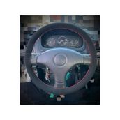 Dikişli Direksiyon Kılıfı Nubuk Deri Kırmızı Dikişli Honda Civic 2000 Kasa İçin
