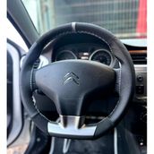 Dikişli Direksiyon Kılıfı Nubuk Deri Noktalı Deri Gri Yüzük Gri Dikişli Citroen C-Elysee İçin