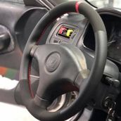 Dikişli Direksiyon Kılıfı Nubuk Noktalı Deri Kırmızı Yüzük/Dikişli Honda Civic