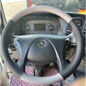 Dikişli Direksiyon Kılıfı Siyah Deri Gri Deri Siyah Dikişli Mercedes Actros 1841 İçin