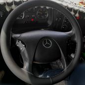 Dikişli Direksiyon Kılıfı Siyah Deri Gri Dikişli Mercedes Tır Kamyon (Fotoğraftaki Direksiyon) İçin