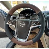 Dikişli Direksiyon Kılıfı Siyah Deri Kahve Deri Kahve Dikişli Opel İnsignia İçin