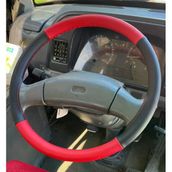 Dikişli Direksiyon Kılıfı Siyah Deri Kırmızı Deri Kırmızı Dikişli Mitsubishi Canter Ve 449E Otobüs