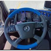 Dikişli Direksiyon Kılıfı Siyah Deri Mavi Deri Siyah Dikişli Mercedes Tır Kamyon (Fotodaki)