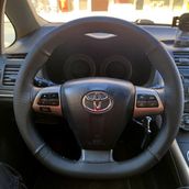 Dikişli Direksiyon Kılıfı Siyah Deri Noktalı Deri Siyah Dikişli Toyota Auris İçin