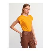 Dilvin 3504 Turuncu Bisiklet Yaka Penye T-Shirt