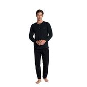Dinarsu Pijadore Erkek Siyah %100 Pamuk Uzun Kollu Pamuklu Pijama Takımı 1750