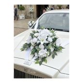 DİVA FLOWER EVENT Lüx Beyaz Lilyum & Gül Gelin Arabası Çiçeği – 50 cm Vantuzlu Tasarım - GELİN ARABA SÜSÜ