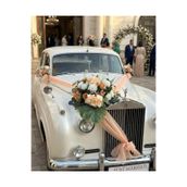 DİVA FLOWER EVENT Lüx Somon & Şeftali Gelin Arabası Çiçeği – Vantuzlu Kaput Aranjmanı (70 cm) - GELİN ARABA SÜSÜ