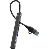DM CHB025 USB-A ve Type-C Girişli 2 Type-C 1 USB-A SD Micro SD TF Kart Okuyucu Çoklayıcı Dönüştürücü