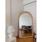 Doğal Ahşap Çerçeveli 180X100 cm ( Naturel ) Oval Ayaklı Boy Aynası