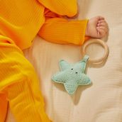 Doğal Bebek Örgü Amigurumi Diş Kaşıyıcı Yıldız Mavi 9-12 Ay
