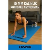 Doğanlar Marketing 10 mm Pilates Yoga Minderi, Spor Egzersiz Matı, Mavi
