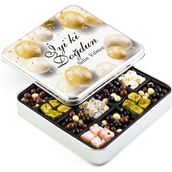 Doğum Günü Hediyesi Kahve Draje + Çifte Kavrulmuş Lokum (Metal Kutu) - Gold Balonlu