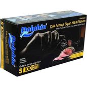 Dolphin S 100'lü Çok Amaçlı Gıdaya Uygun Siyah Nitril Pudrasız Eldiven