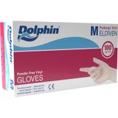 Dolphin Şeffaf Medium Orta Boy 100'lü Paket Pudrasız Vinil Tek Kullanımlık Eldiven