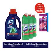 Domestos 1500 ml Yüzey Temizleyici Çam + 3x750 ml Dağ Esintisi Çamaşır Suyu