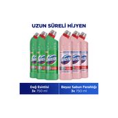 Domestos Beyaz Sabun Ferahlığı Çamaşır Suyu 3x750 ml + Domestos 3x750 ml Mutfak Bio Active Çamaşır Suyu