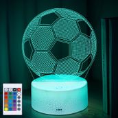 DONSAJI Futbol Hediyeleri Çocuklar için Gece Lambası, Futbol 3D İllüzyon Lambası 16 Renk Kısılabilir Yatak Odası Dekoru Başucu Masa Lambası, Futbol Lambası Doğum Günü Noel Sevgililer Günü Hediye Fikri
