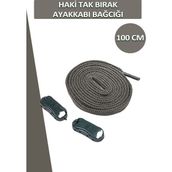 Dopar Dopar Elastik Esnek Akıllı Kilit Tak Bırak Ayakkabı Bağcığı 100 cm - Haki