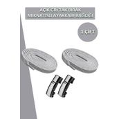 Dopar Elastik Akıllı Kilitli Bağcık Mıknatıslı Metal Tak Bırak Spor Ayakkabı Bağcığı 100 CM Açık Gri