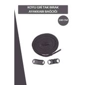 Dopar Koyu Gri Elastik Akıllı Esnek Bağcık Tak Bırak Ayakkabı Bağcığı 1 Çift 100cm