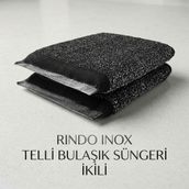 Dora Rindo Inox Telli Bulaşık Süngeri 2'li Paket - Paslanmaz Çelik Tel Yüzeyli Bulaşık Teli ve Süngeri