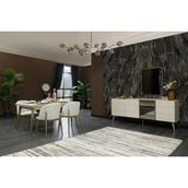 Doressa Lena Modern Yemek Odası Takımı Yonga Levha Dikdörtgen 159x90 cm 6 Sandalye ile - Bej