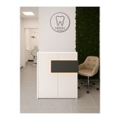 dorpek Aloha Led Işıklı Karşılama Bankosu 110 Cm Beyaz Antrasit - Kasa Resepsiyon Masası Ofis Banko