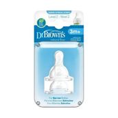 Dr Browns 2. Seviye 3+ Ay 2'li Paket Dar Ağız Silikon Biberon Emziği