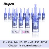 Dr Pen Ultıma A6 A1 Cihazlara Uyumlu 36 İğneli 10 Adet Mavi Dermapen İğnesi